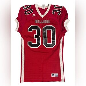 VTG Russell Athletic Red and White Bulldogs Football Jersey #30 Y2K